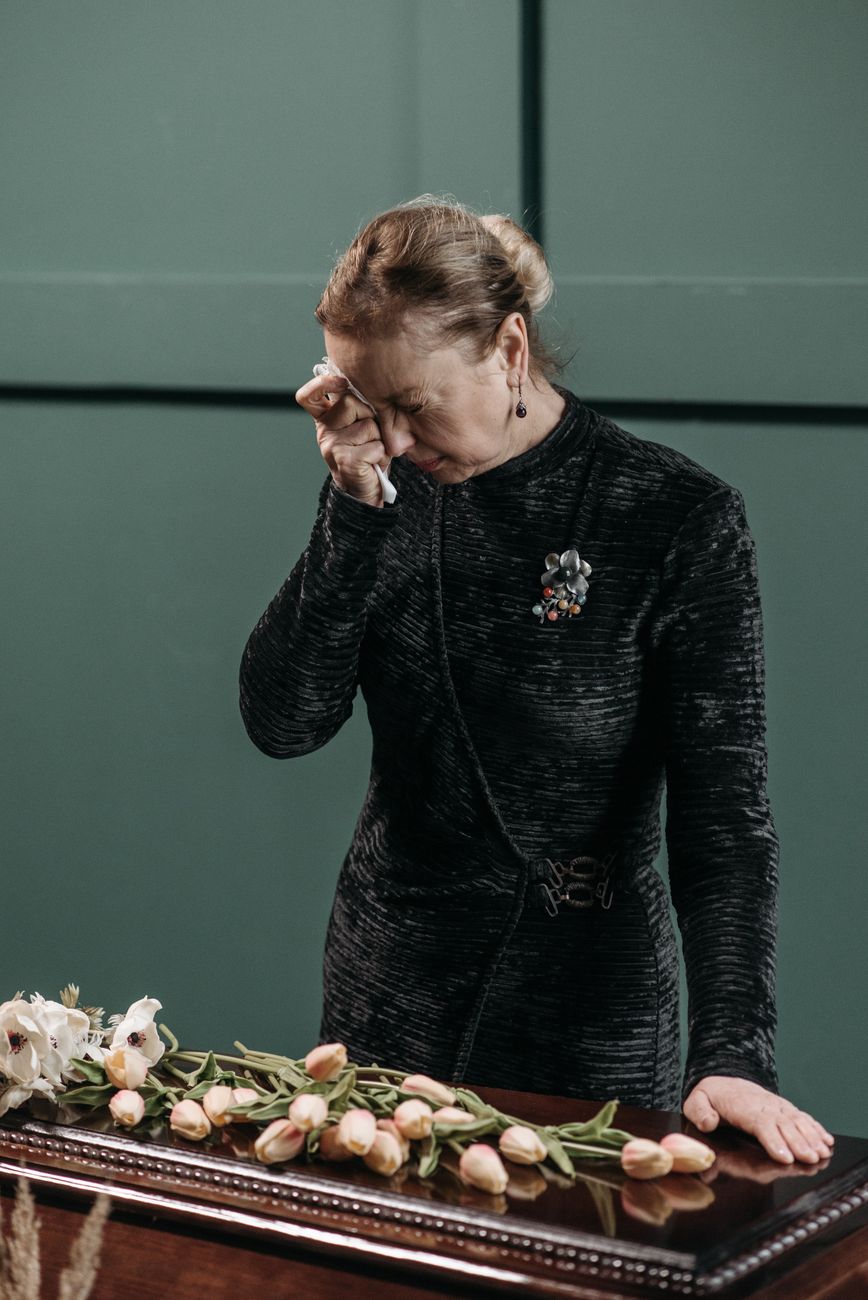 a woman grieving